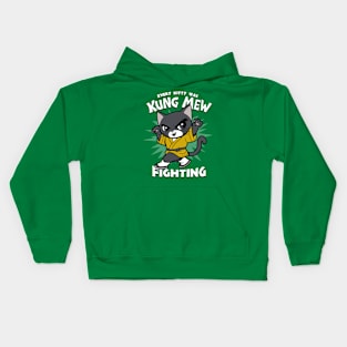 Funny Cute Retro Kung-fu Kitty Retro Meme Gift For Cat Lovers Kids Hoodie